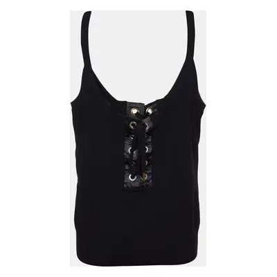 Dolce & Gabbana Black Knit Lace up Tank Top