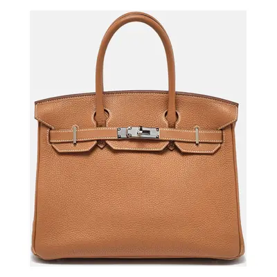 Hermes Gold Togo Leather Palladium Finish Birkin Bag