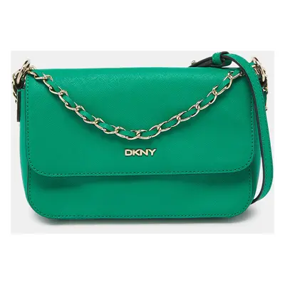 DKNY Green Leather Bryant Flap Crossbody Bag