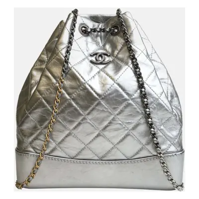 Chanel Silver Leather Gabrielle Backpacks