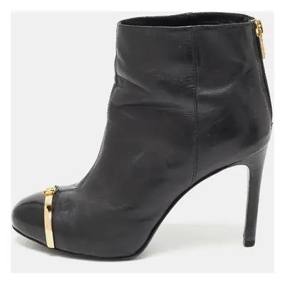 Tory Burch Black Leather and Patent Ankle Booties Size