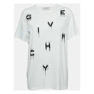 Givenchy White Beaded Logo Cotton T-Shirt