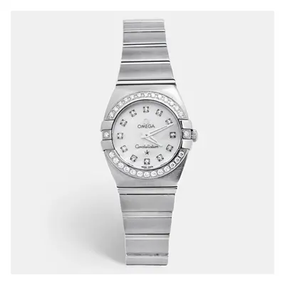 Omega Mother Of Pearl Stainless Steel Diamond Constellation Double Eagle