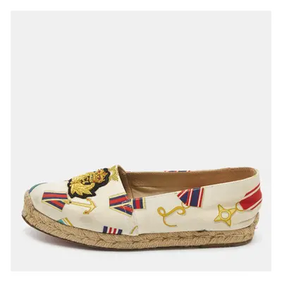 Christian Louboutin Multicolor Printed Canvas Papi Hugo Espadrille Flats Size