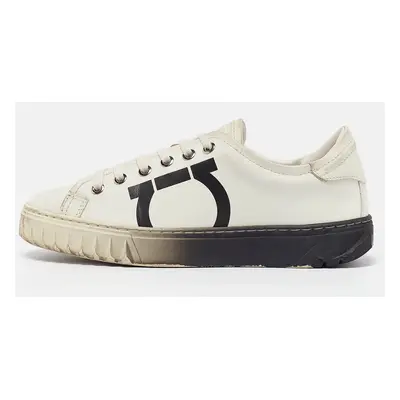 Salvatore Ferragamo White Leather Cube Logo Sneakers Size