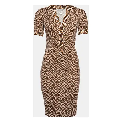 Diane Von Furstenberg Brown Printed Jersey Midi Dress