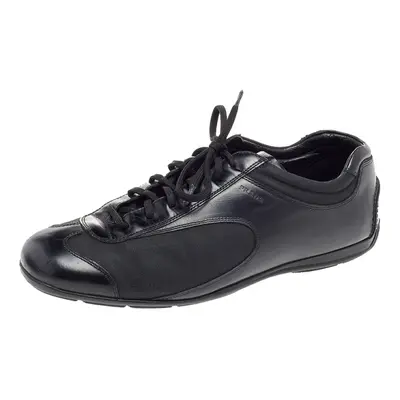 Prada Sport Black Leather And Nylon Low Top Sneakers Size