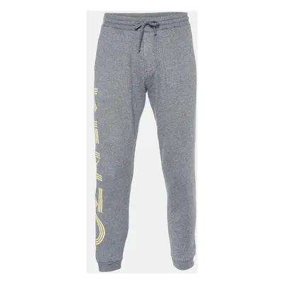 Kenzo Grey Melange Cotton Logo Detail Jogger Pants