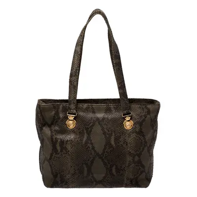 Versace Green Python Leather Tote