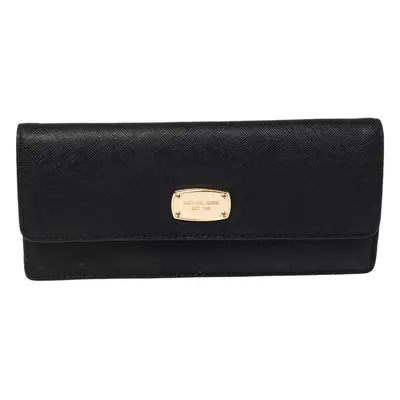 Michael Kors Black Leather Flap Continental Wallet