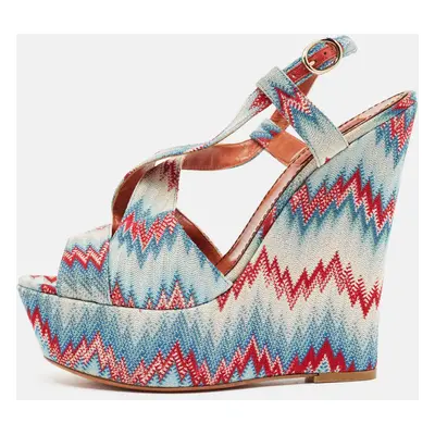 Missoni Multicolor Lurex Fabric Wedge Sandals Size