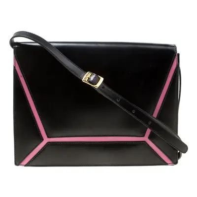 Escada Black/Pink Leather Shoulder Bag