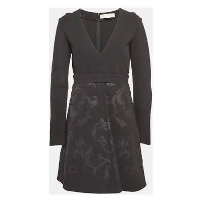 Stella McCartney Black Embossed Wool Blend Mini Dress