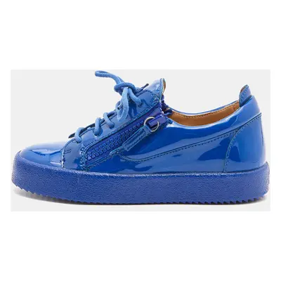 Giuseppe Zanotti Blue Patent Leather Donna Low Top Sneakers Size