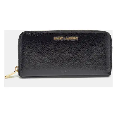 Saint Laurent Black Patent Leather Rive Gauche Zip Continental Wallet