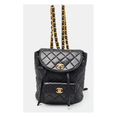 Chanel Black Quilted Leather Vintage Duma Backpack