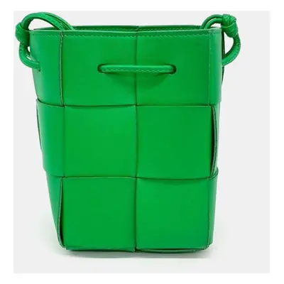 Bottega Veneta Green Leather Cassette Bucket Bag