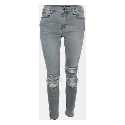 Amiri Grey Denim Distressed Skinny Jeans