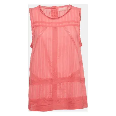 Zadig & Voltaire Pink Lace Trim Cotton Sleeveless Blouse