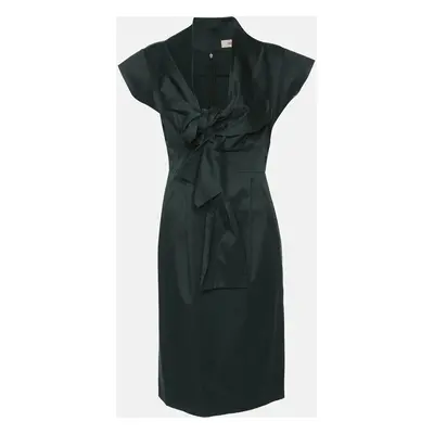 Kenzo Green Cotton Blend Tie Midi Dress