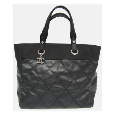 Chanel Black Quilted Coated Canvas Large Biarritz Tote