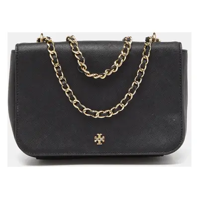 Tory Burch Black Leather Robinson Chain Crossbody Bag