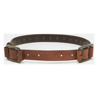 Gianfranco Ferre Brown Leather Adjustable Buckle Belt 70CM