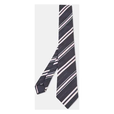 Boss By Hugo Boss Black/Pink Diagonal Striped Silk Tie