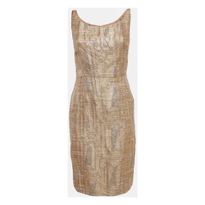 Oscar de la Renta Metallic Jacquard Short Sheath Dress