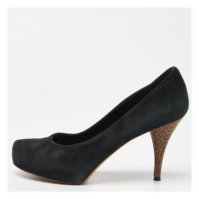 Fendi Black Suede Zucca Heel Pumps Size