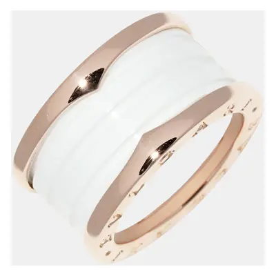 Bvlgari 18K Rose Gold White Ceramic B.zero1 Band Ring EU