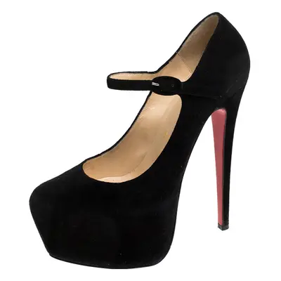 Christian Louboutin Black Suede Lady Daffodile Platform Pumps Size