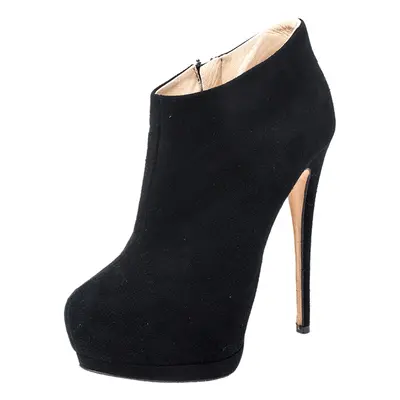 Giuseppe Zanotti Black Suede Platform Ankle Booties Size 37.5