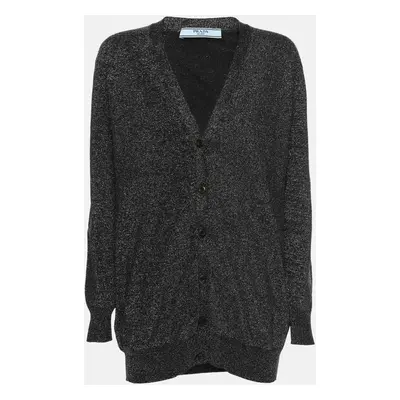 Prada Silver Shimmering Lurex Fabric Cardigan