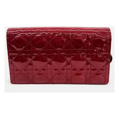 Chanel Red Patent Leather Cannage Chain Crossbody Bag