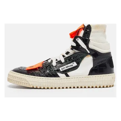 Off-White Black/White Croc Embossed and Canvas Off Court 3.0 High Top Sneakers Size