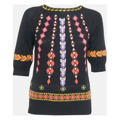 Etro Black/Multicolor Patterned Knit Top