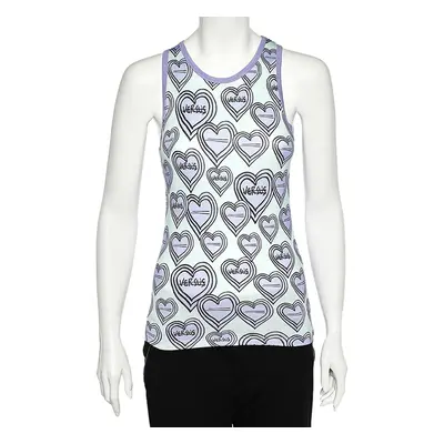 Versus Versace Purple & Green Heart Printed Knit Tank Top