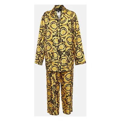 Versace Yellow/Black Barocco Print Silk Pajama Set