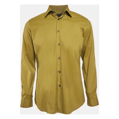 Prada Green Stretch Cotton Button Front Shirt