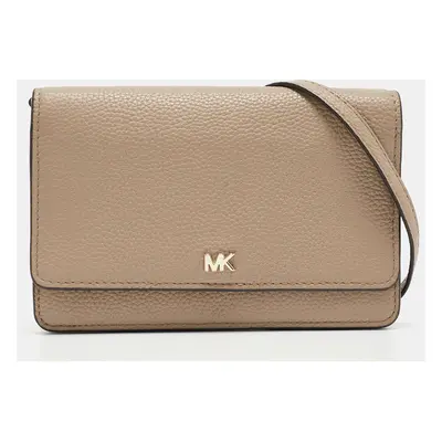 Michael Kors Grey Leather Logo Flap Wallet on Strap