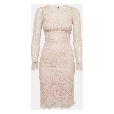 Dolce & Gabbana Pink Guipure Lace Short Dress