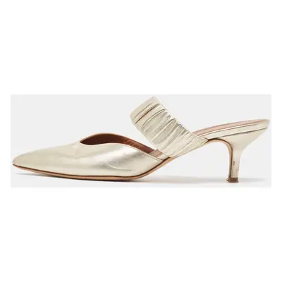 Manolo Blahnik Gold Leather Mules Size 38.5