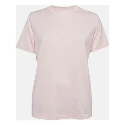 Burberry Pink TB Embroidered Cotton Crew Neck T-Shirt