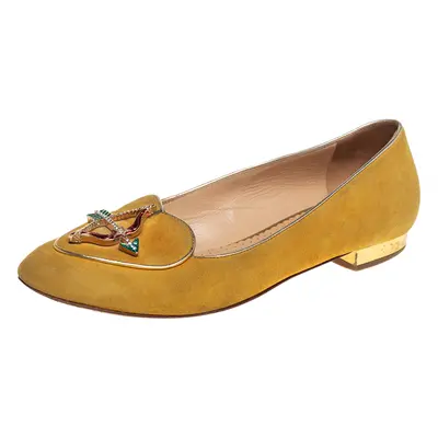 Charlotte Olympia Yellow Suede Ballet Flats Size 36.5