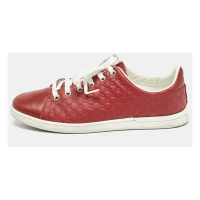 Gucci Red Microguccissima Leather Low Top Sneakers Size