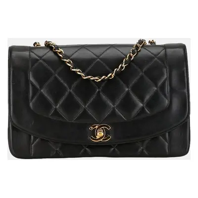 Chanel Black Leather Vintage Diana Shoulder Bag