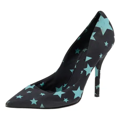 Dolce & Gabbana Black Star Print Fabric Pointed Toe Pumps Size