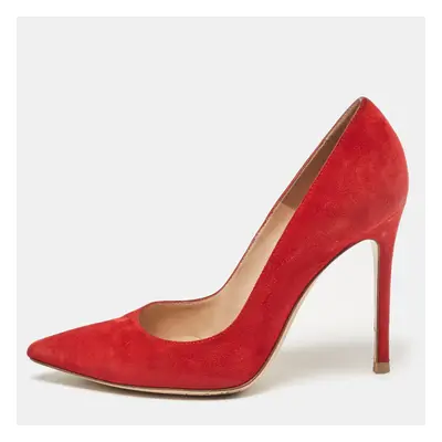 Gianvito Rossi Red Suede Pointed Toe Pumps Size