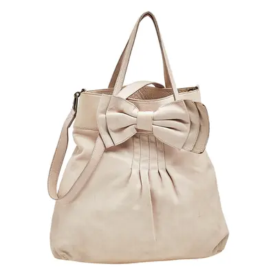 RED Valentino Beige Leather Bow Frame Satchel